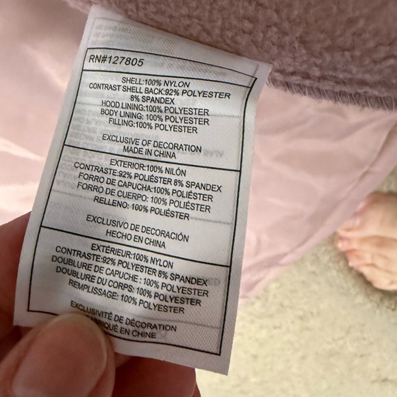 NWT Bebe Hooded Quilted Jacket - Dusty Rose -Sherpa Lined Hood & Rhinestone Logo - Picture 13 of 14